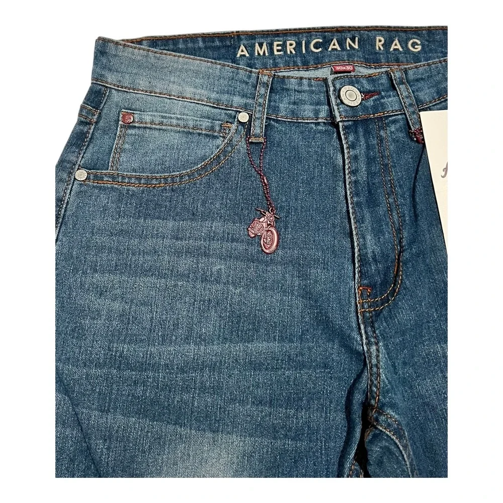 NWT‎ American Rag Brunswick Men's Jeans 30x30 Slim Fit Blue Denim Motorcycle